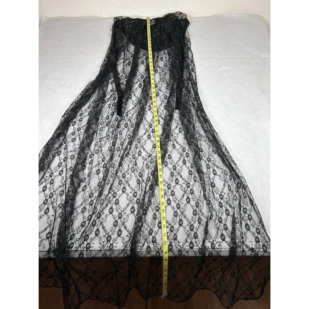 Spirit Hooded Black Lace Cape Sheer Costume whimsigoth witchy Adult one size - Picture 4 of 9